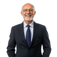Smiling Senior Businessman in Suit Ideal for Professional Profiles on transparent background