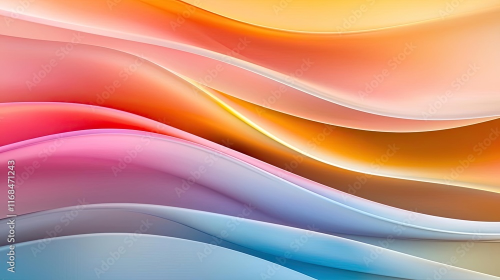 Poster Rainbow abstract background concept. Abstract waves of vibrant colors creating a serene and modern background.
