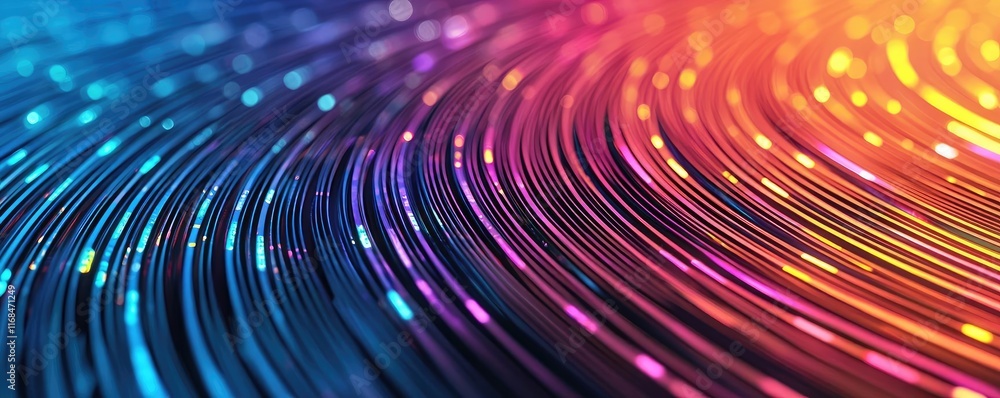 Poster Rainbow abstract background concept. Vibrant waves of color showcasing abstract patterns and light reflections.