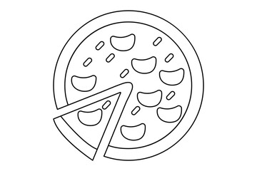 Pizza fast food in one line  of minimalist vector icon with black and white background
