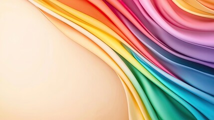 Rainbow abstract background concept. A vibrant wave of colorful fabric creating a dynamic and fluid abstract background.