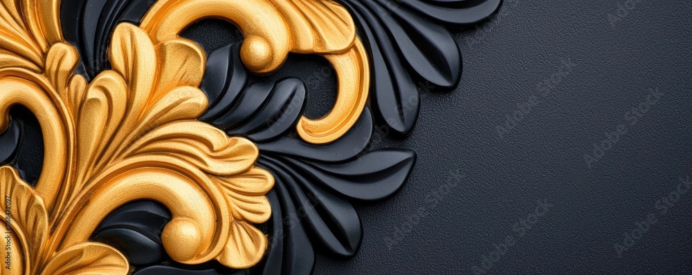 Aufkleber mosaic abstract background concept. elegant gold and black floral design with intricate patterns for