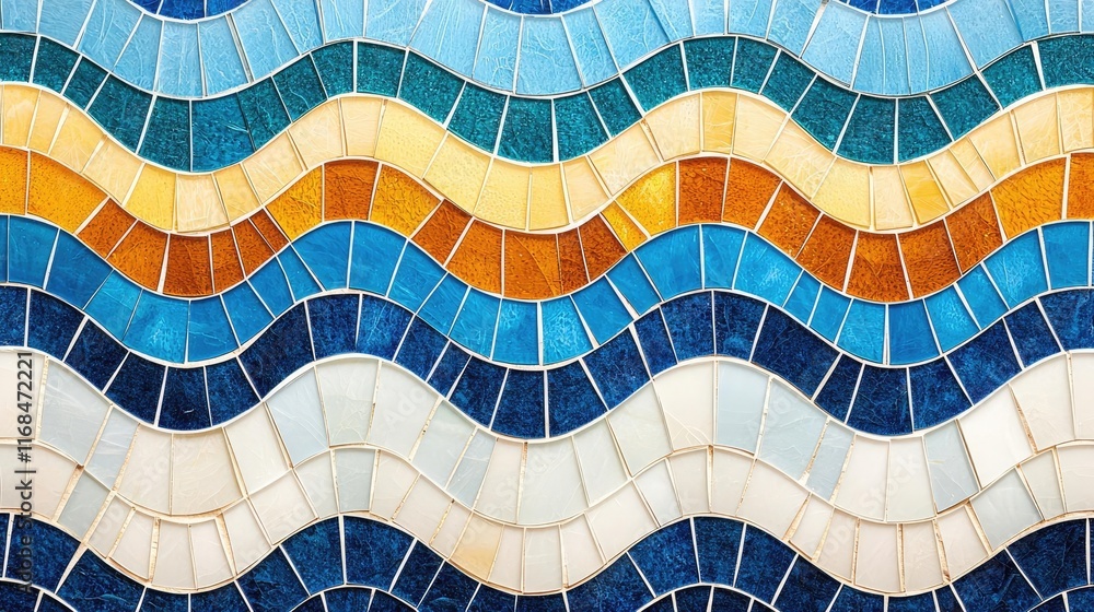 Aufkleber Mosaic abstract background concept. Colorful wavy tile pattern, perfect for design and background use in various projects.