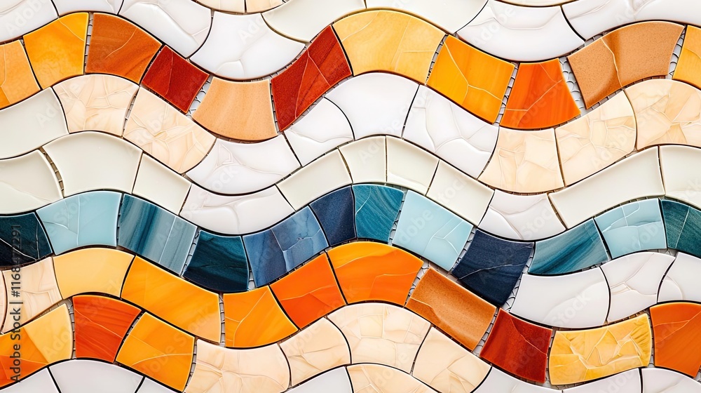 Aufkleber Mosaic abstract background concept. Colorful mosaic pattern featuring wavy design with vibrant tiles and smooth transitions.