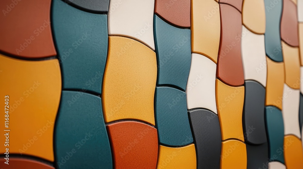 Poster Mosaic abstract background concept. Colorful wall design featuring modern abstract patterns and shapes.