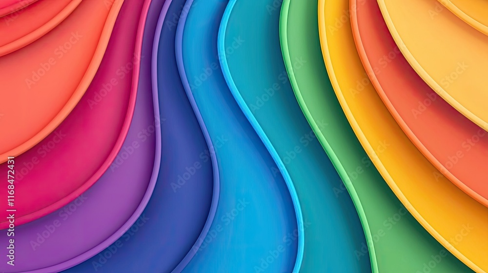 Poster Rainbow abstract background concept. Vibrant waves of color create a dynamic pattern for design and creative projects.