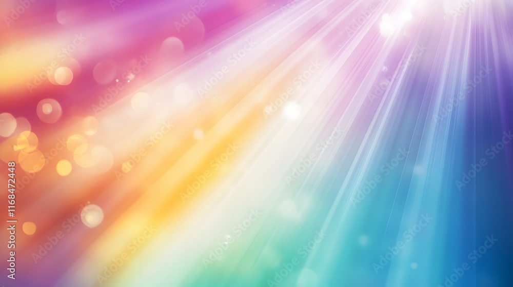 Poster abstract colorful rays background with bokeh lights