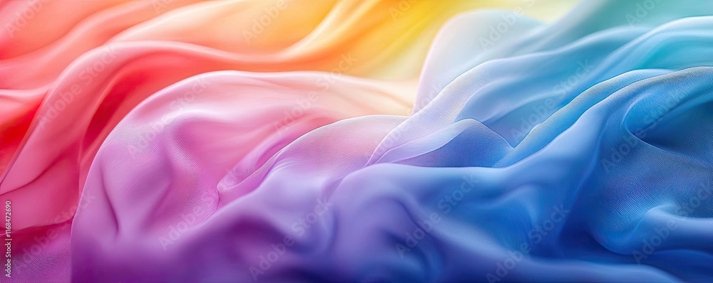 Poster rainbow abstract background concept. a vibrant fabric flowing with colorful waves of silk in a dream