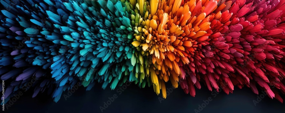 Poster Rainbow abstract background concept. Vibrant explosion of colors creating a dynamic visual effect for design projects.