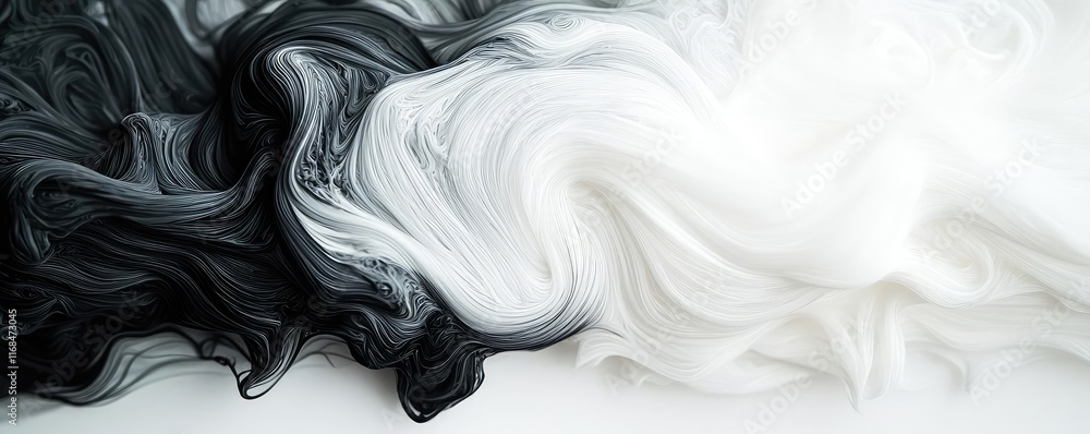 Aufkleber Ink abstract background idea. Abstract blend of black and white textures creating a fluid artistic composition.