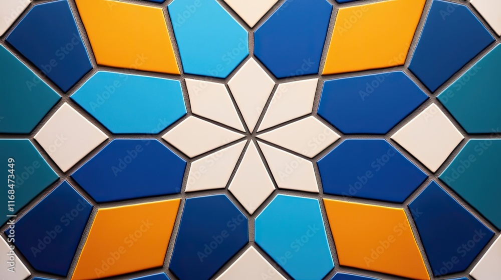 Poster Mosaic abstract background concept. Colorful geometric patterns create a vibrant and modern visual design.