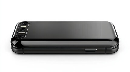 A sleek black smartphone viewed from the side, showcasing its camera and design.