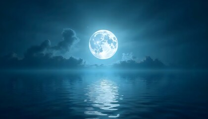 full moon over the sea