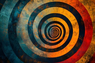 A conical gradient featuring bold, rich colors spiraling in a perfect circle, evoking a dynamic energy flow over a textured backdrop.