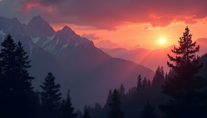 Obraz premium sunset in the mountains