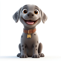 Cartoon Dog With Spots and Cheerful Expression Sitting Upright