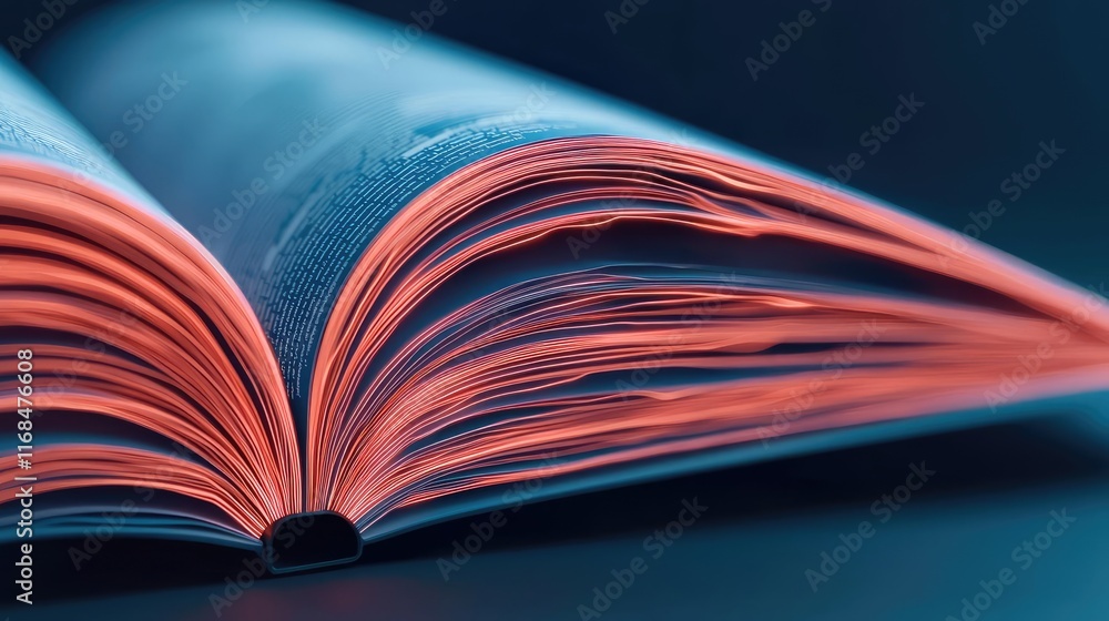 Aufkleber Ink abstract background idea. An open book showcasing vibrant pages against a blurred background.