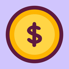 gold dollar coin icon clipart illustration