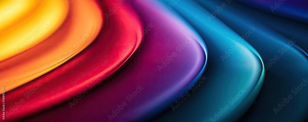 Poster Rainbow abstract background concept. Abstract waves of vibrant colors flowing smoothly in a dynamic composition.