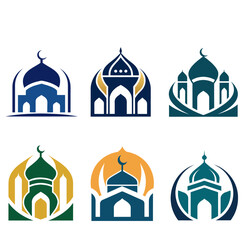 set of Mosque Logo Vector