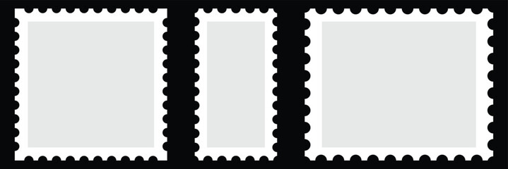 Postage stamp frame set. blank postage stamp vector illustration