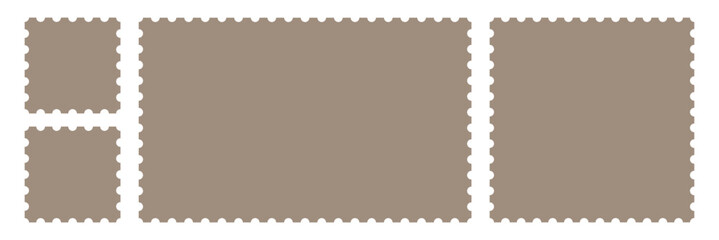 Empty postage stamp borders set vector illustration.