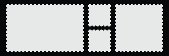 Postage stamp frame set. blank postage stamp vector illustration