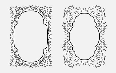 Arch floral border. mughal floral line art and silhouette style. vector illustration for invitation, poster or greeting ramadan kareem