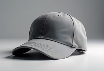 Obraz premium Gray baseball cap on white surface with soft shadows.
