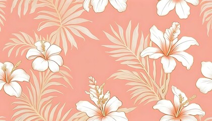 Elegant White Flowers and Palm Leaves Design