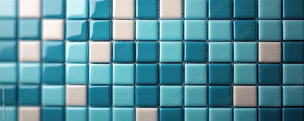 Aufkleber mosaic abstract background concept. close-up view of blue and white tiles creating a vibrant mosaic 