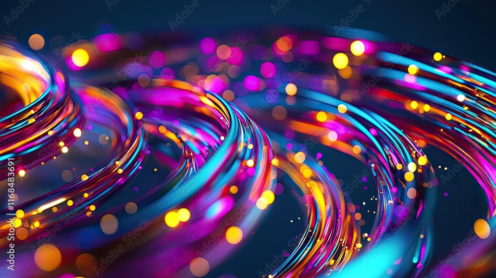 Poster ink abstract background idea. vibrant, colorful abstract design featuring glowing waves and sparklin