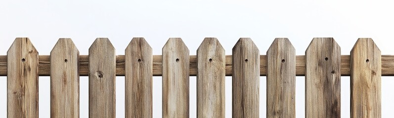 Fototapeta premium Wooden fence section against white background. (1)