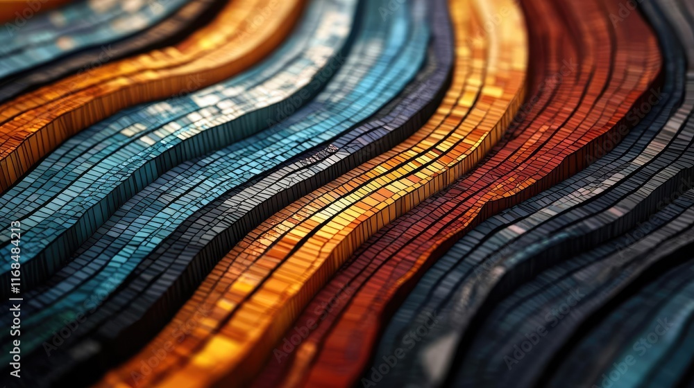 Aufkleber Mosaic abstract background concept. Colorful wavy patterns create a vibrant abstract background for creative designs.