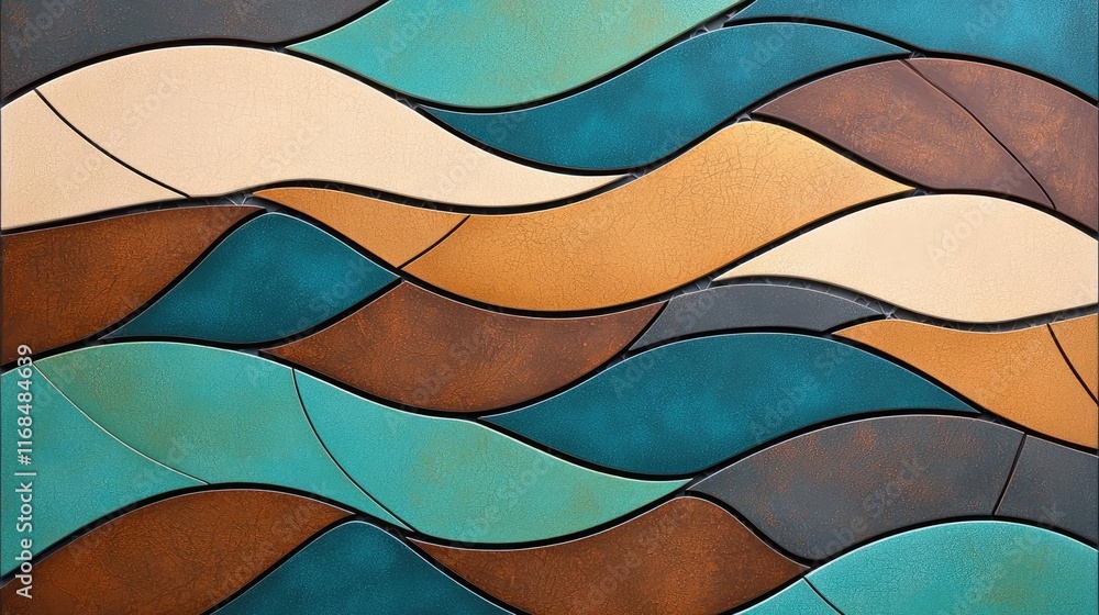 Aufkleber Mosaic abstract background concept. Abstract colorful waves creating a harmonious and vibrant design for creative projects.