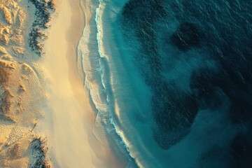 Fototapeta premium Aerial View of Untouched Beach and Ocean