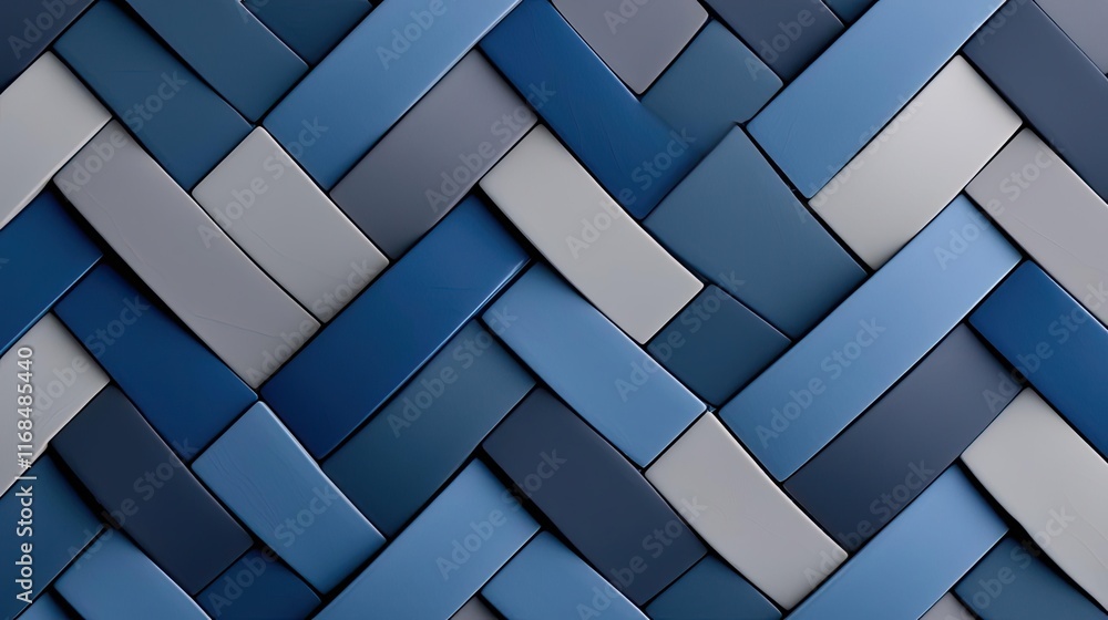 Poster Mosaic abstract background concept. A textured blue woven pattern showcasing intricate design and depth.