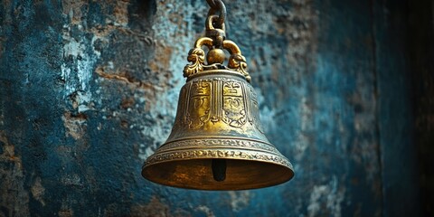 Obraz premium Bell Hanging from Chain Wall