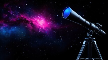 Obraz premium A telescope aimed at a vibrant cosmic background.