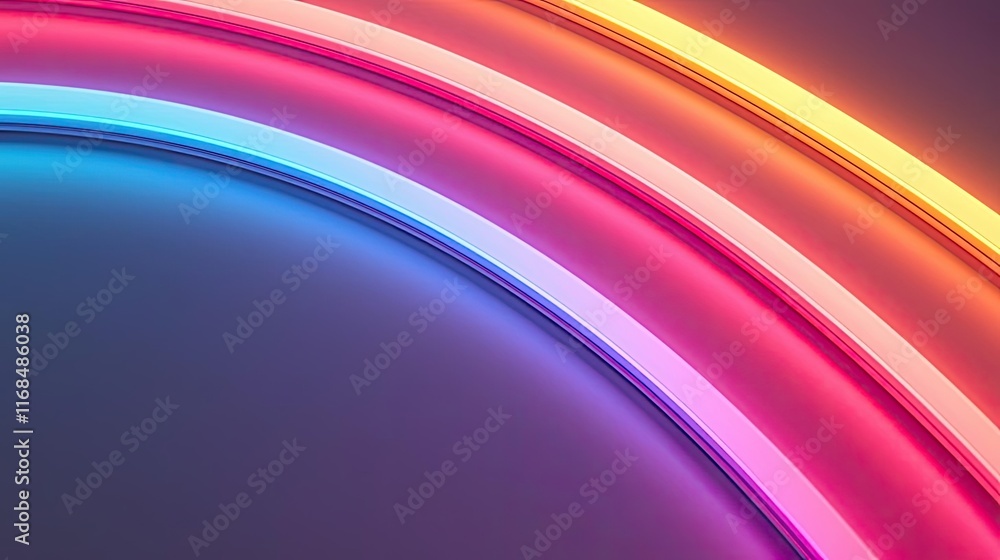 Poster Rainbow abstract background concept. Vibrant neon lines in various colors creating a striking visual effect.