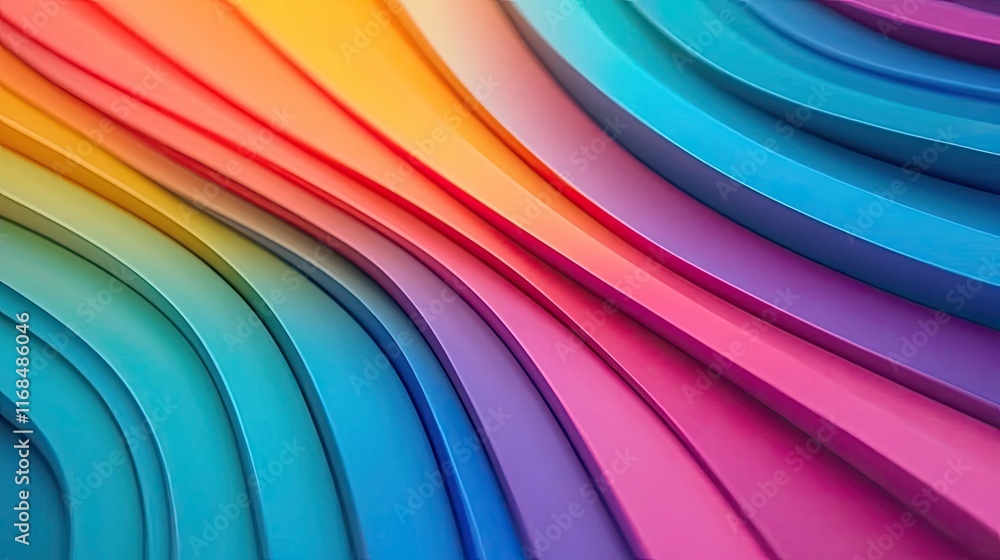 Poster Rainbow abstract background concept. Vibrant, colorful paper waves create a dynamic and modern design background.