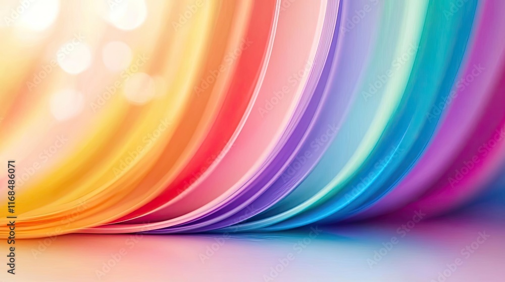 Poster Rainbow abstract background concept. Vibrant colorful waves create a playful and dynamic background for creative designs.