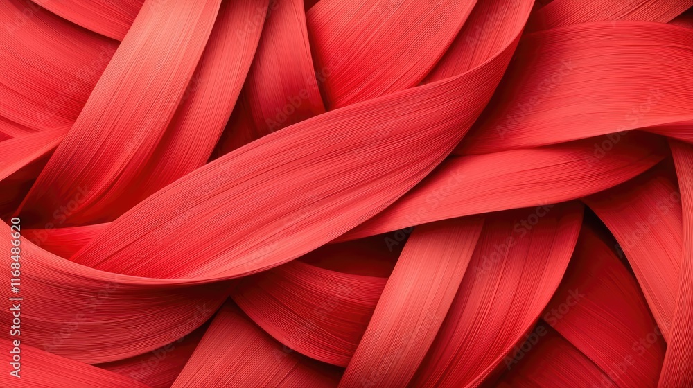 Poster ink abstract background idea. a vivid close-up of intertwining red ribbons, showcasing smooth textur