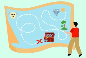 Treasure Map Concept Illustration Stylish and Beautiful