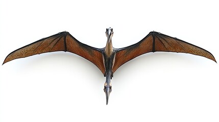 Obraz premium A detailed illustration of a pterosaur with outstretched wings, showcasing its anatomical features.