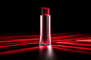 Red Lipstick 3D Render on Red Background
