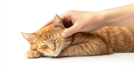 Fototapeta premium person petting cat