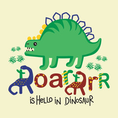 dinosaur and roar design cartoon vector illustration