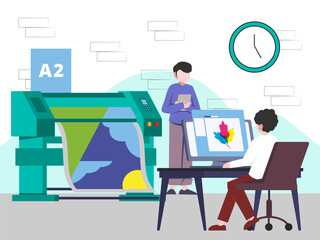 Engineering Printer Concept Illustration Stylish and Beautiful