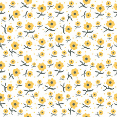 ditsy cute yellow flower seamless pattern for textile